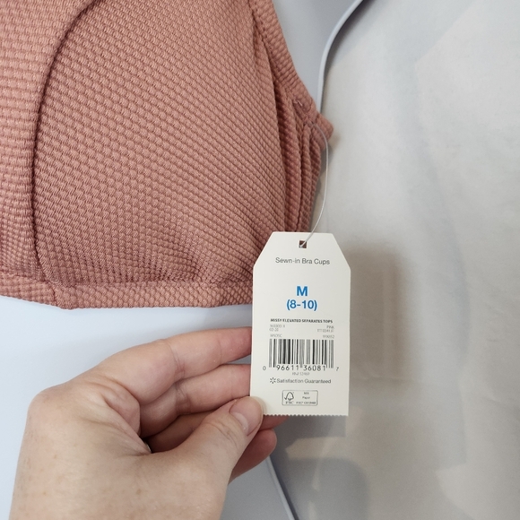 Time and Tru NWT Women's Swim‎ Top Size M Rose Pink Scalloped Summer Resortwear - Picture 2 of 8